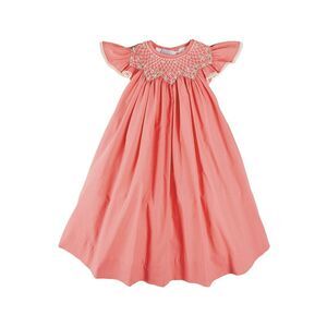 Pepa London Girls  Plain Hand-Smocked Dress, Orange